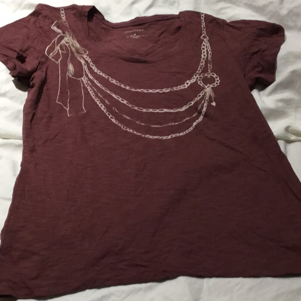 Banana Republic M rust graphic t nwot 💯cotton bow print preppy graphic design